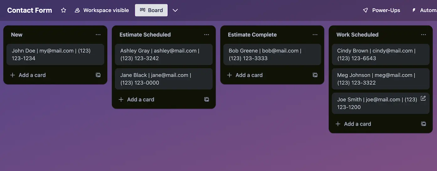 Trello board.